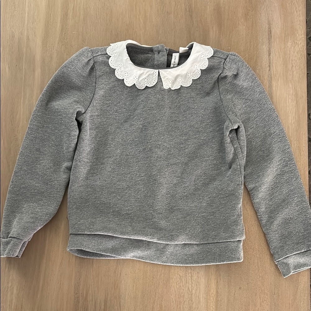 Janie and Jack Gray Sweater with White Scalloped Collar